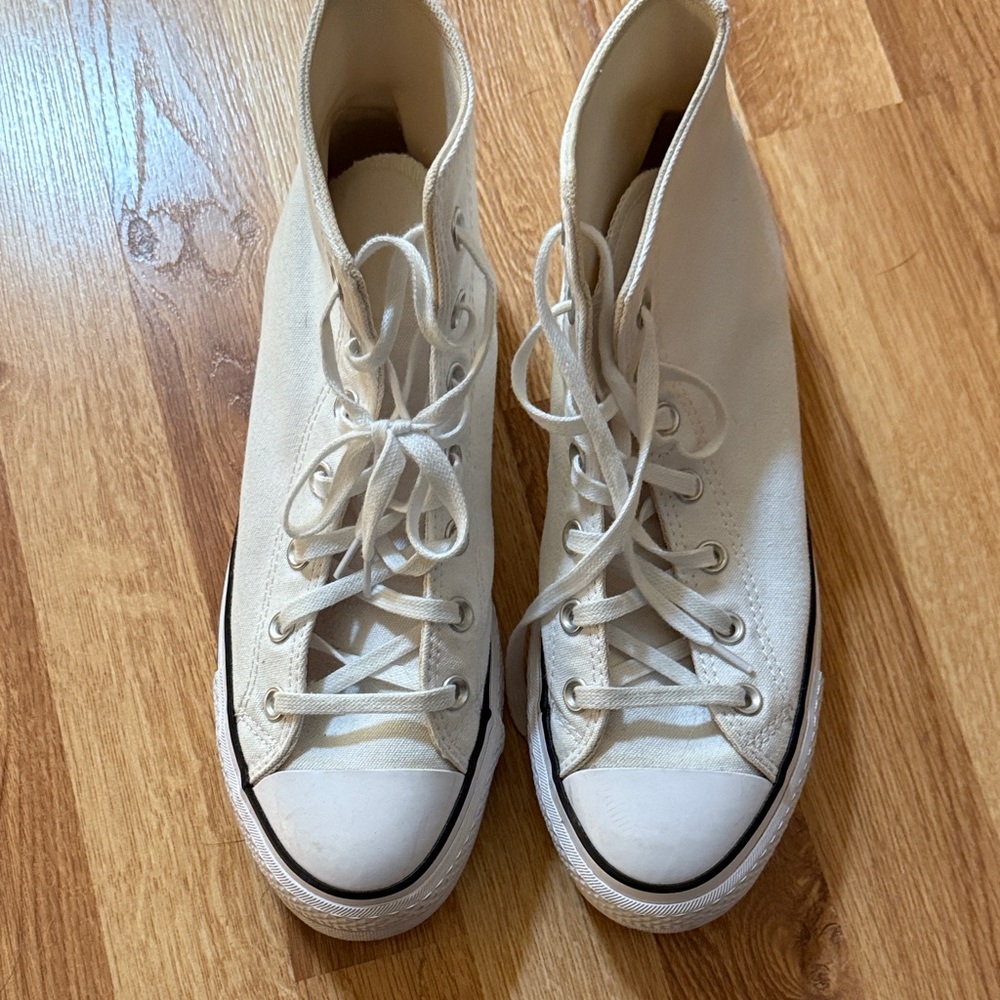 Converse White Platform High-Top Sneakers
